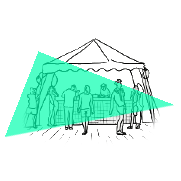 Line art image of party tent
